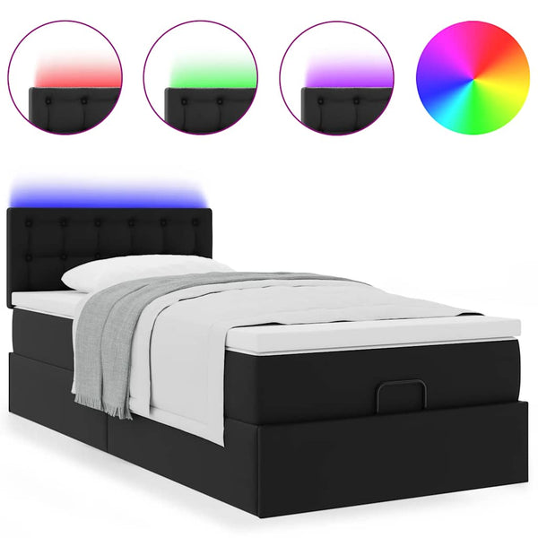 Ottomanbett mit Matratze & LEDs 80x200 cm Kunstleder