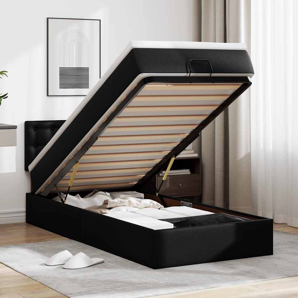 Ottomanbett mit Matratze & LEDs 80x200 cm Kunstleder
