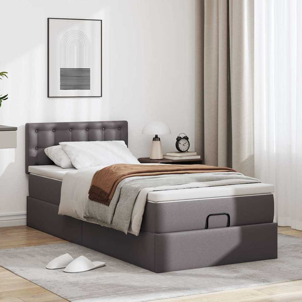 Ottoman Bett mit Matratze & LEDs Grau 80x200 cm