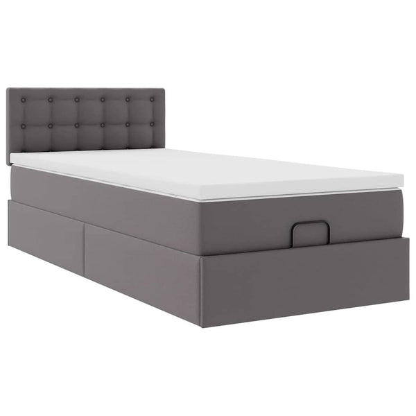 Ottoman Bett mit Matratze & LEDs Grau 80x200 cm