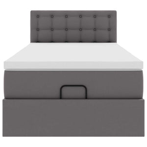 Ottoman Bett mit Matratze & LEDs Grau 80x200 cm