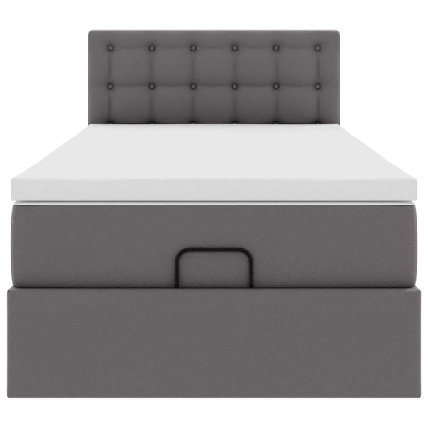 Ottoman Bett mit Matratze & LEDs Grau 80x200 cm