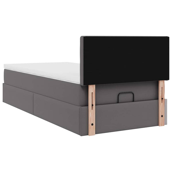 Ottoman Bett mit Matratze & LEDs Grau 80x200 cm