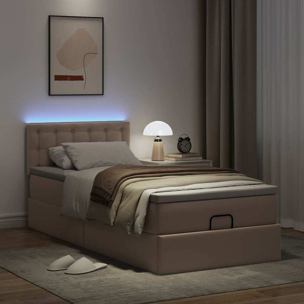 Ottoman Bett mit Matratze & LEDs 90x190 cm