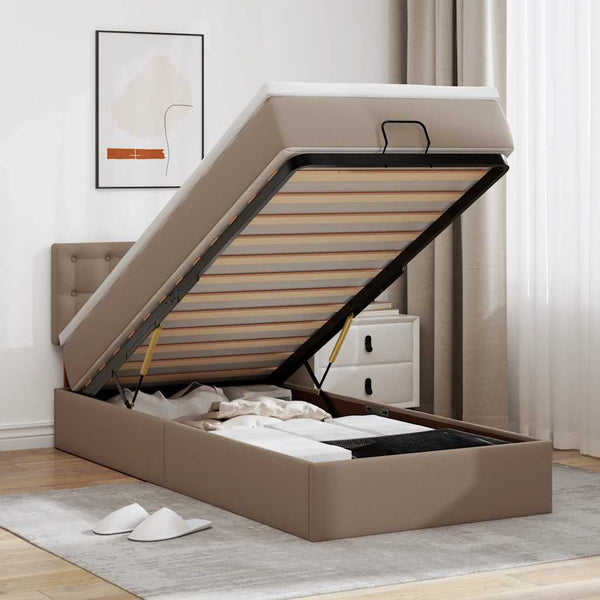 Ottoman Bett mit Matratze & LEDs 90x190 cm