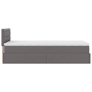 Ottoman Bett mit Matratze & LEDs Grau 90x200 cm
