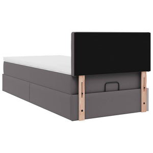 Ottoman Bett mit Matratze & LEDs Grau 90x200 cm