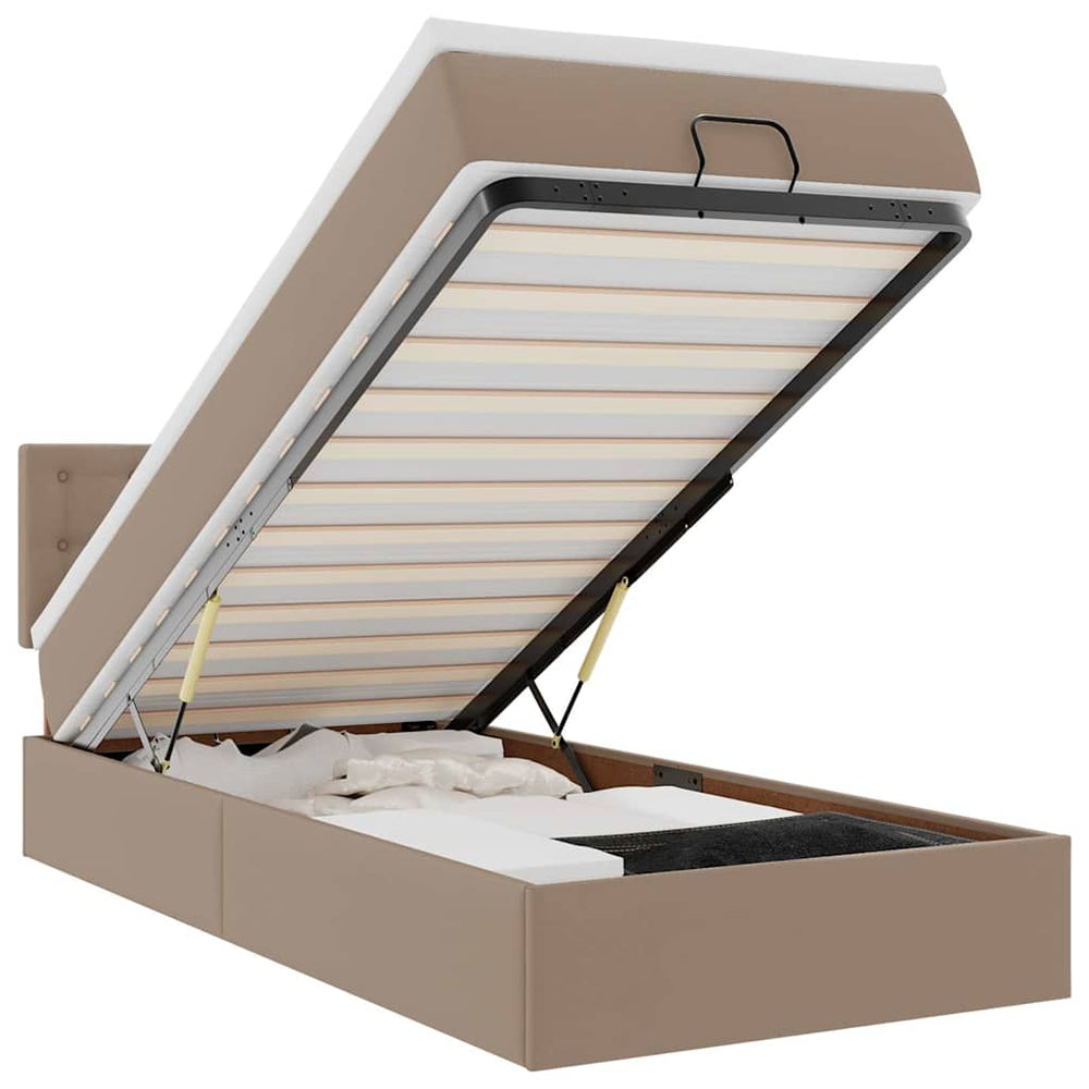 Ottoman Bett mit Matratze & LEDs 90x200 cm