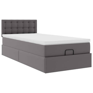 Ottoman Bett mit Matratze & LEDs Grau 100x200