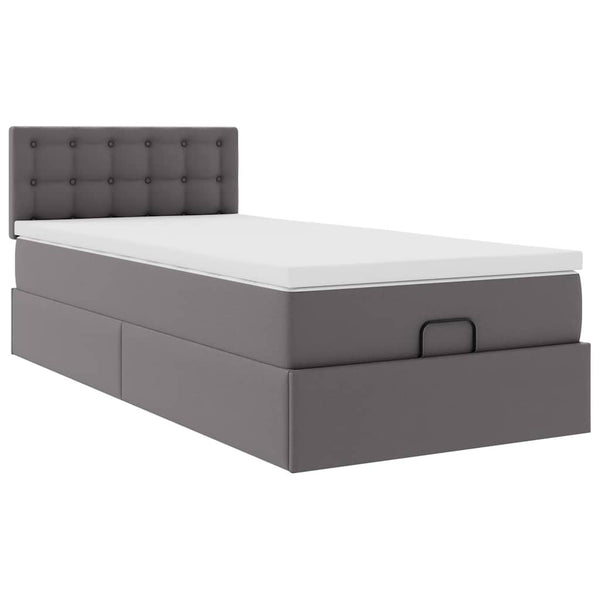 Ottoman Bett mit Matratze & LEDs Grau 100x200
