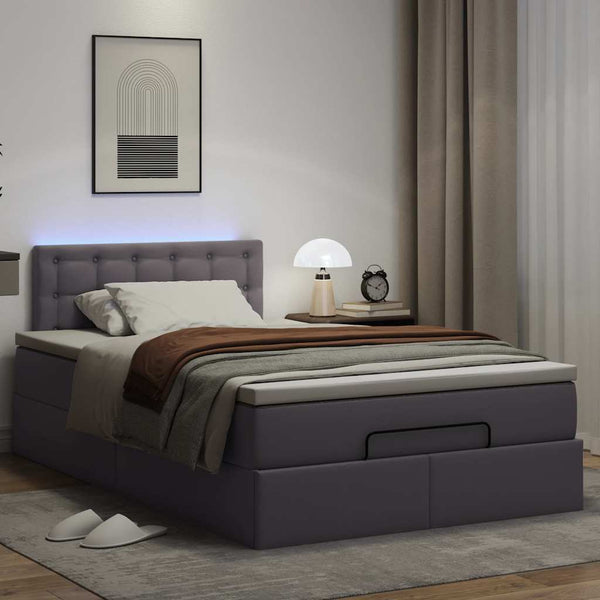 Ottoman Bett mit Matratze & LEDs Grau 120x190 cm