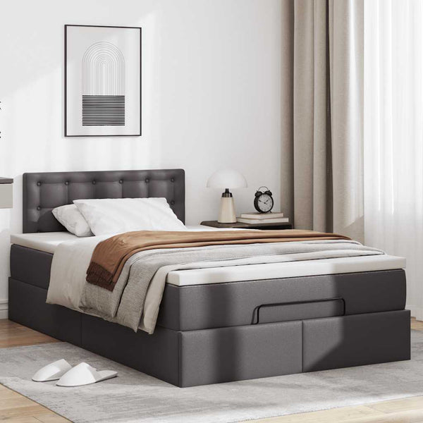 Ottoman Bett mit Matratze & LEDs Grau 120x190 cm
