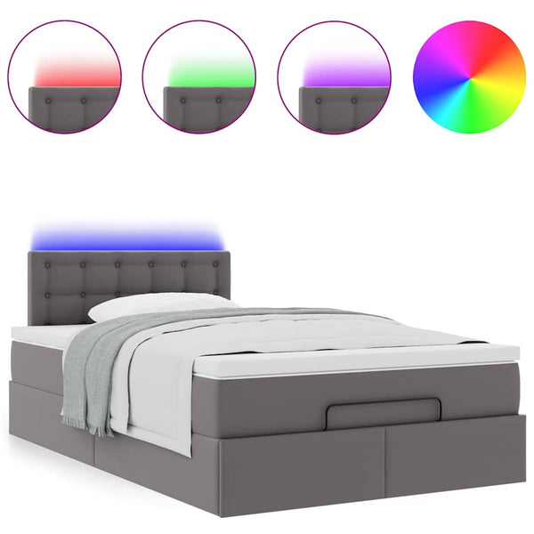 Ottoman Bett mit Matratze & LEDs Grau 120x190 cm