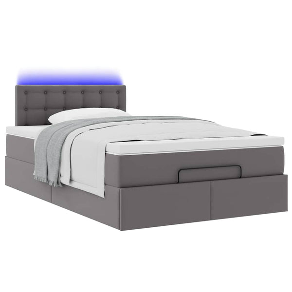 Ottoman Bett mit Matratze & LEDs Grau 120x190 cm
