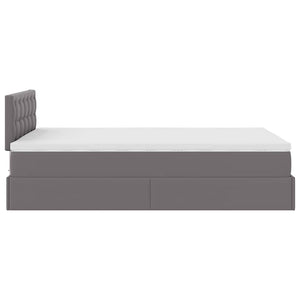 Ottoman Bett mit Matratze & LEDs Grau 120x190 cm