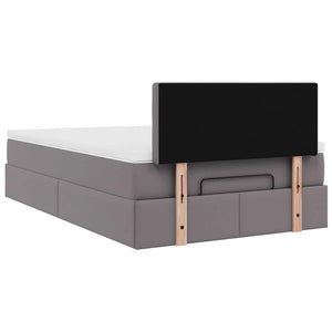 Ottoman Bett mit Matratze & LEDs Grau 120x190 cm