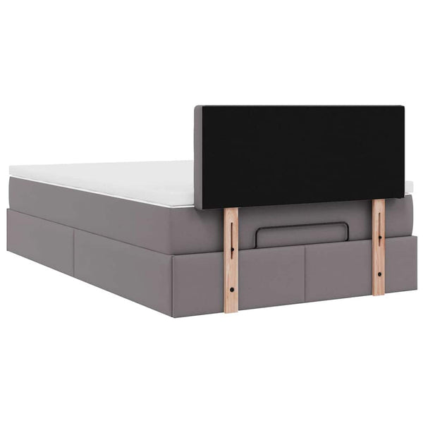 Ottoman Bett mit Matratze & LEDs Grau 120x190 cm