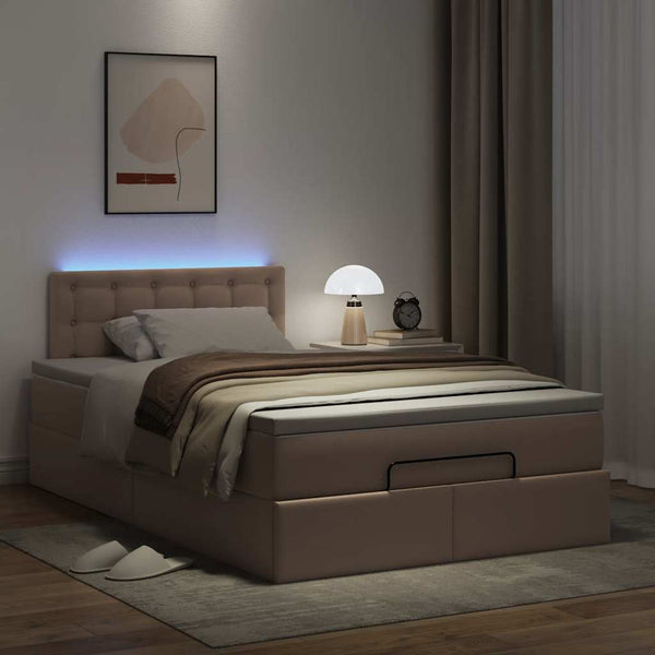 Ottoman Bett mit Matratze & LEDs Cappuccino 120x190cm