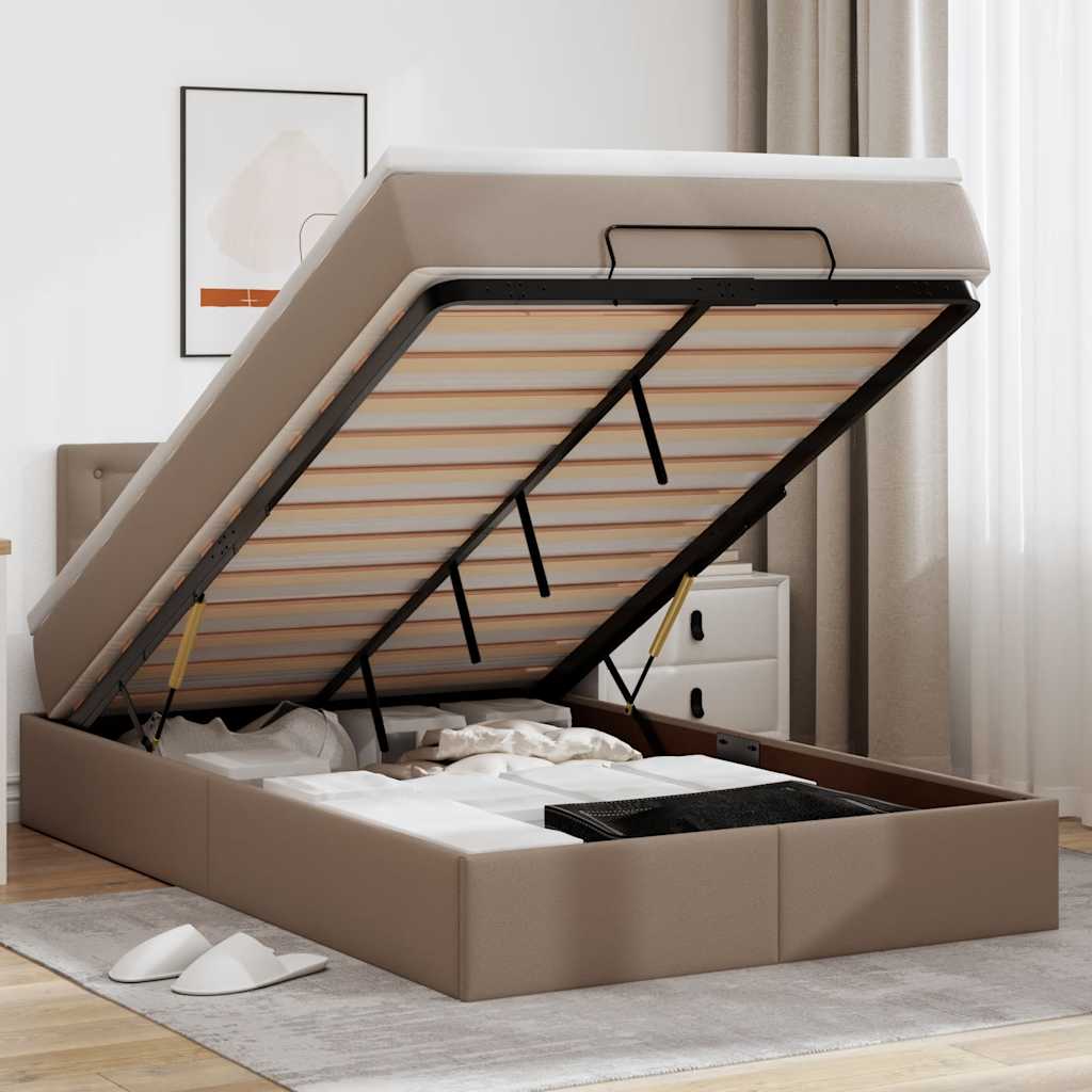Ottoman Bett mit Matratze & LEDs Cappuccino 120x190cm
