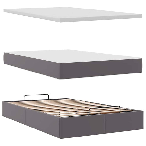 Ottoman Bett mit Matratze & LEDs Grau 120x200 cm