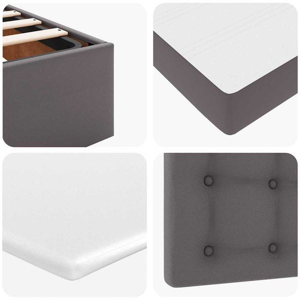 Ottoman Bett mit Matratze & LEDs Grau 120x200 cm