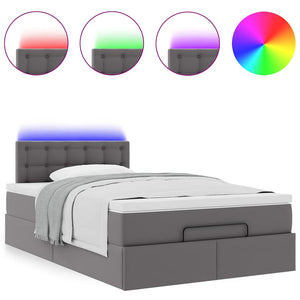 Ottoman Bett mit Matratze & LEDs Grau 120x200 cm
