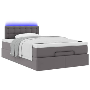 Ottoman Bett mit Matratze & LEDs Grau 120x200 cm