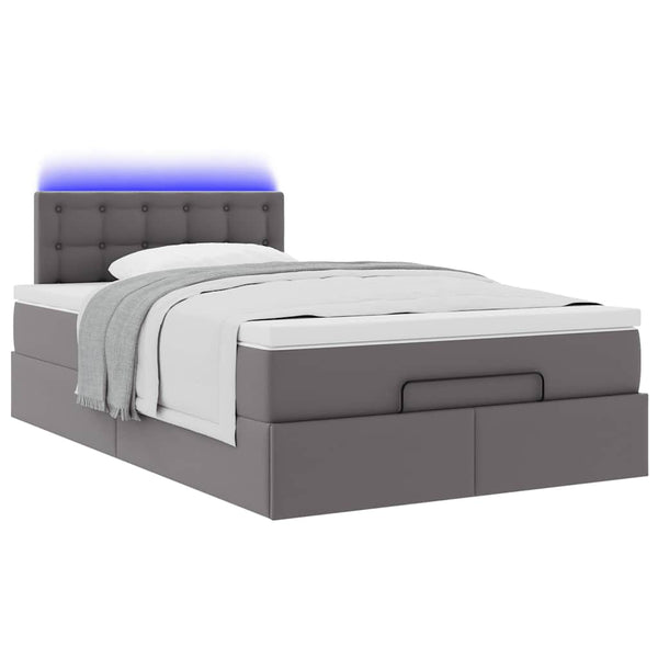 Ottoman Bett mit Matratze & LEDs Grau 120x200 cm