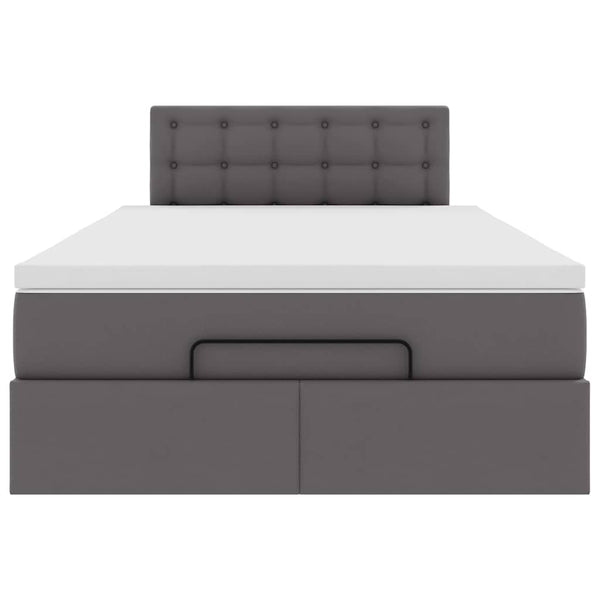 Ottoman Bett mit Matratze & LEDs Grau 120x200 cm