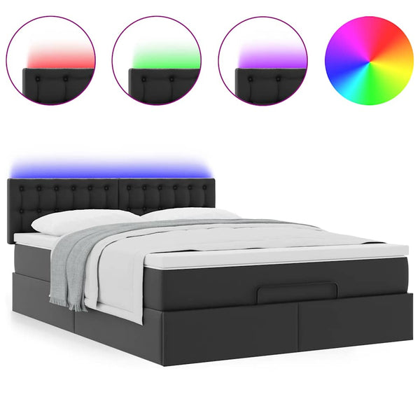 Ottoman Bett mit Matratze & LEDs 140x190 cm