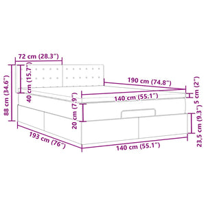 Ottoman Bett 140x190cm mit Matratze & LED, Weiß