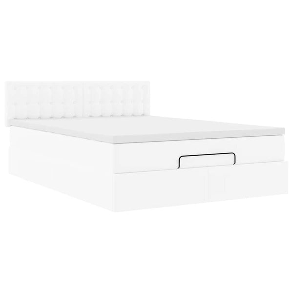 Ottoman Bett 140x190cm mit Matratze & LED, Weiß
