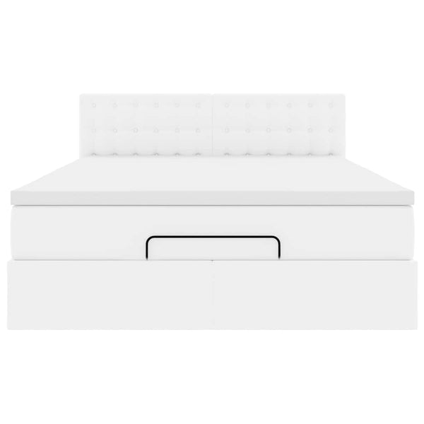 Ottoman Bett 140x190cm mit Matratze & LED, Weiß