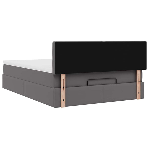 Ottoman Bett mit Matratze & LEDs Grau 140x190 cm