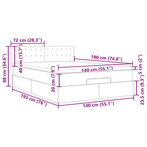 Ottoman Bett mit Matratze & LEDs 140x190cm
