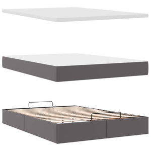 Ottoman Bett mit Matratze & LEDs Grau 140x200 cm