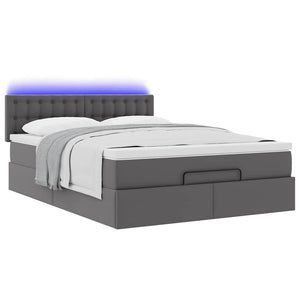 Ottoman Bett mit Matratze & LEDs Grau 140x200 cm