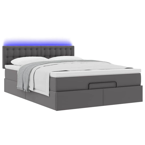 Ottoman Bett mit Matratze & LEDs Grau 140x200 cm