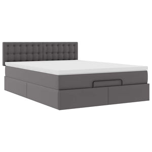 Ottoman Bett mit Matratze & LEDs Grau 140x200 cm