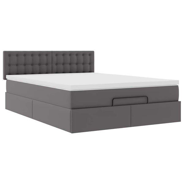 Ottoman Bett mit Matratze & LEDs Grau 140x200 cm