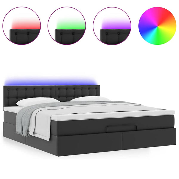 Ottoman Bett mit Matratzen & LEDs 160x200 cm