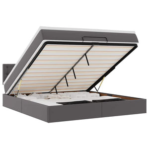 Ottoman Bett Grau 160x200 cm mit Matratze & LED