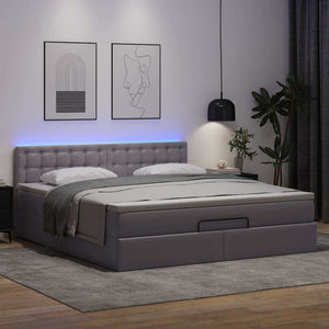 Ottoman Bett Grau 160x200 cm mit Matratze & LED