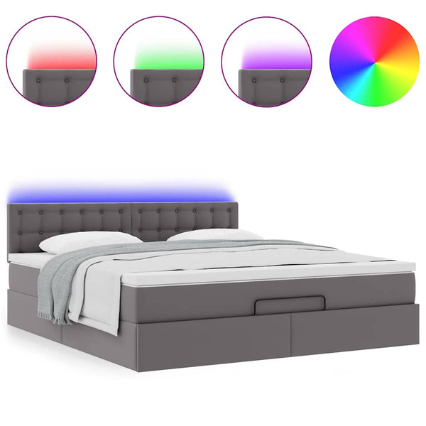 Ottoman Bett Grau 160x200 cm mit Matratze & LED