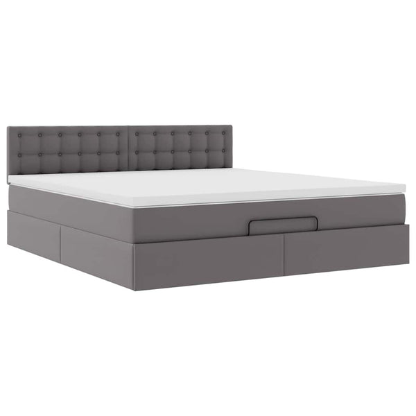 Ottoman Bett Grau 160x200 cm mit Matratze & LED