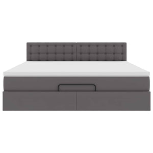 Ottoman Bett Grau 160x200 cm mit Matratze & LED