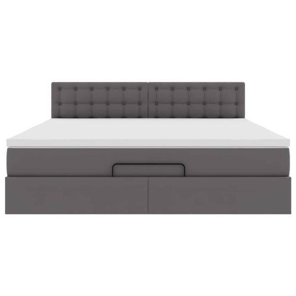 Ottoman Bett Grau 160x200 cm mit Matratze & LED