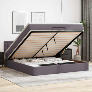 Ottoman Bett Grau 160x200 cm mit Matratze & LED