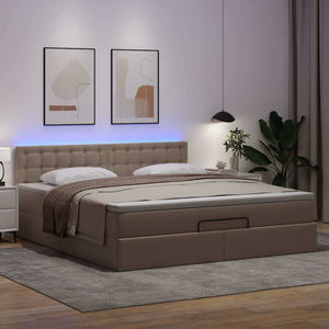Ottoman Bett mit Matratzen & LEDs 160x200 Cappuccino-Braun