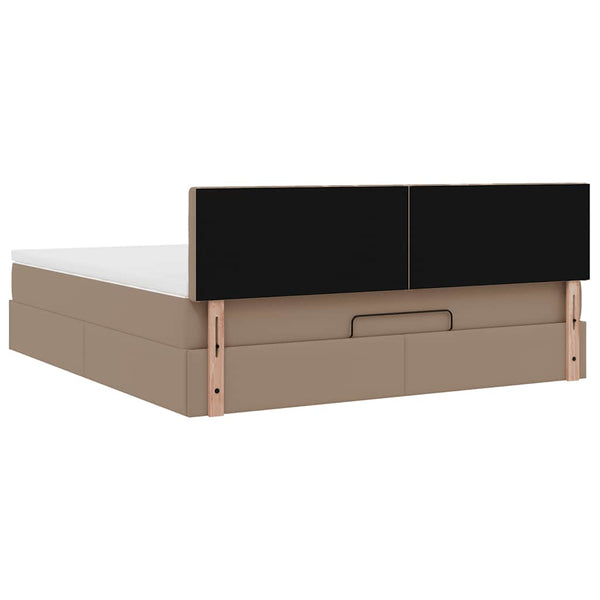 Ottoman Bett mit Matratzen & LEDs 160x200 Cappuccino-Braun